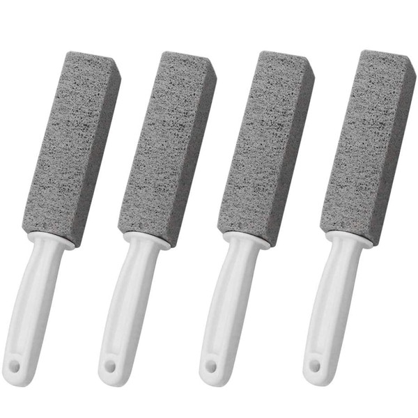 Pumice Cleaning Stone with Handle, Toilet Bowl Ring Remover Cleaner Brush Stains and Hard Water Ring Remover Rust Grill Griddle Cleaner for Kitchen/ Bath/ Pool/Household Cleaning 4 Pack
