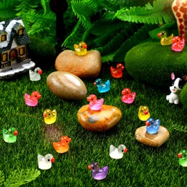 50 Pcs Mini Resin Ducks Luminous Tiny Ducks Miniature Duck Glow in The Dark Ornament for Dollhouse Garden Decoration DIY Craft Micro Landscape Aquarium Party Decor (Duck)