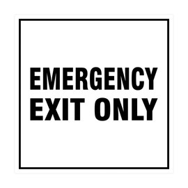 Square Emergency Exit Only Sign with Adhesive Tape, Mounts On Any Surface, Weather Resistant, Indoor/Outdoor Use (White) - Small
