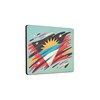 Wooden Fridge Magnet with Colorful Abstract Design Featuring Sun and