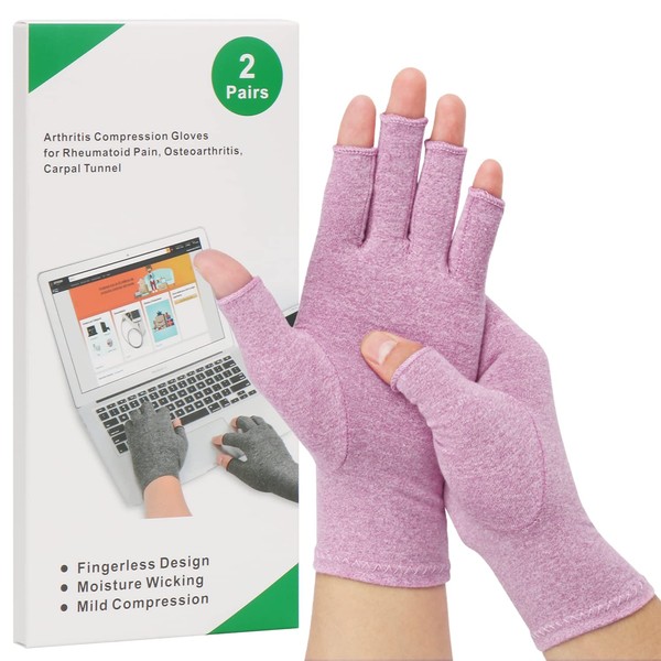 2-Pair Arthritis Compression Gloves for Alleviate Rheumatoid Osteoarthritis, Carpal Tunnel