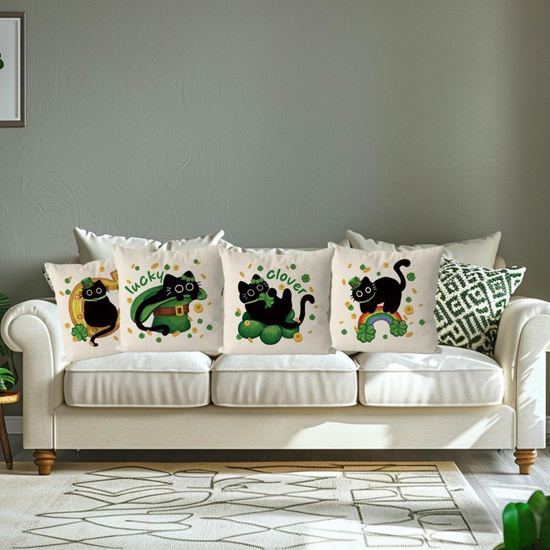 QIONG MENG St Patricks Day Pillow Covers 18x18 Inch Set