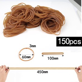 TXXATX Rubber Bands Pack of 150 Rubber Rings Yellow Rubber Bands Wide 60 x 3 mm Thick Household Rubber Reusable Rubber Household Rubber Ring Elastic Band for Kitchen Office School Supplies