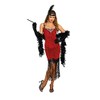 Dreamgirl Women's 1920's Ruby Red Beaded Velvet Flapper Costume Dress,