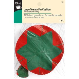 Dritz 4" Large Tomato Pin Cushion with Strawberry Emery, 1 Count, Red