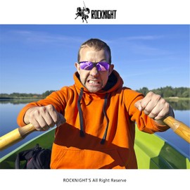 ROCKNIGHT HD Polarized Sunglasses UV Protection Boating Casual Mirrored Purple Sunglasses Big Head Outdoor Men Shade