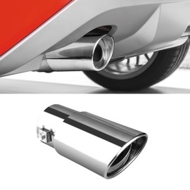 Universal Chrome Exhaust Tip, 1.5"–2.1" Inlet, Stainless Steel, Adjustable Car Muffler Decorative Tip, Fits Pipes with 1.5–2.1" Diameter, 2.24" Outlet, 5.76" Long, Straight Pipe Kit