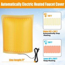 Heated Outdoor Faucet Cover for Winter Freeze Protection, Auto On/Off Thermostat Control Water Pipe Heater, 20"x17" Waterproof Heated Spigot Cover for Hose Bib and Backflow Preventer