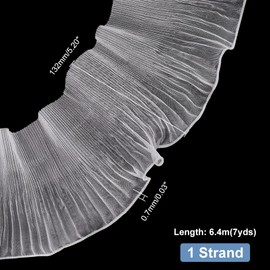 PH PandaHall 7 Yards/6.4m Sewing Lace Trim Fabrics, Ruffle Pleated Chiffon Trim Retro Organza Tulle Fabric Ribbon for DIY Wedding Dress Makeup Show Costume Curtain Table Cloth Home Decor, White