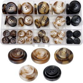 BDS-HOME - 120 botones de costura de resina, abrigos de traje de 4 agujeros, botones redondos, 5 colores, 3 tamaños, 15 mm, 20 mm, 25 mm, para trajes de gabardina, camisa, uniforme, chaquetas