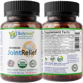 Bodymune Advanced JointRelief Joint Works | Joint & Muscle Support Supplement* | Promotes Mobility & Health* | 60-Day Supply | USDA Organic, Vegan, Non-GMO, USA Made