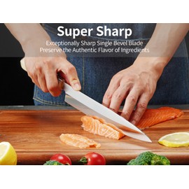 Hollory Sashimi Sushi Knife – 9.5 inch Japanese Yanagiba Slicing knife, Super Sharp Professional High Carbon Stainless Steel Single Bevel Fish Knife with Pakkawood Handle