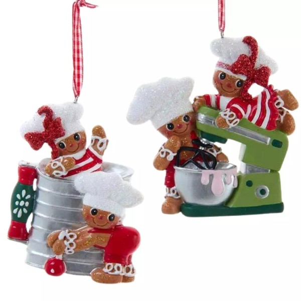 Kurt Adler Gingerbread With Mixer and Sifter Ornaments, 2 Assorted