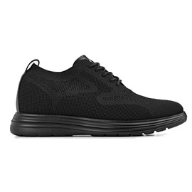 CALTO Men's Invisible Height Increasing Elevator Shoes - Black/Black Sole Ultra Light-Weight Lace-up Knitted Sporty Walker - 2.8 Inches Taller - X2631 - Size 9 D(M) US