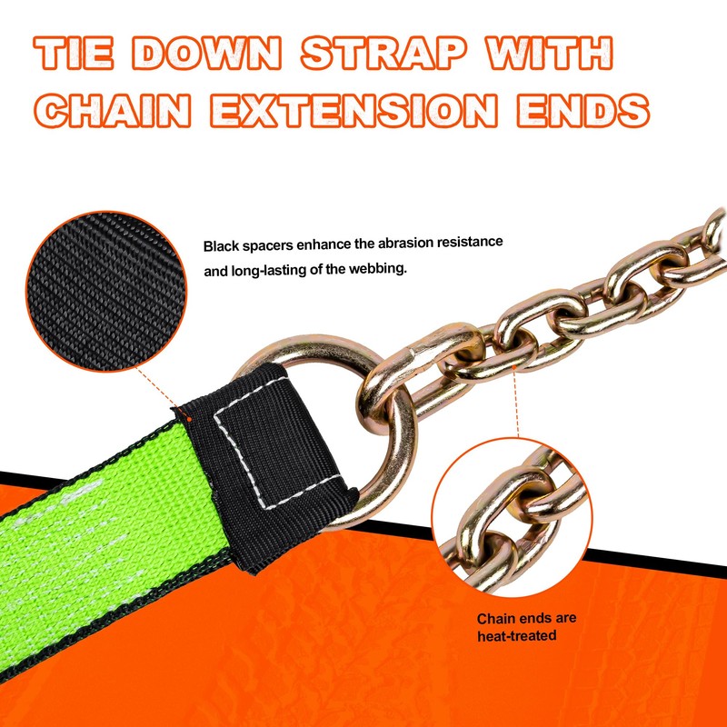 Mimanchi 2" x 16' Tie Down Strap with Chain Extension
