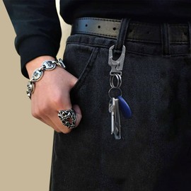 Ahiller Carabiner Hook, 1.9 Inch Alloy Car Key Ring Clip with 2 Key Ring, Outdoor Hook, Small Key Holder for Men and Women (Silver-1P)