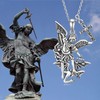 Archangel Michael Necklace for Men 925 Sterling Silver Cross St
