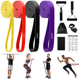 Fitness Bands Set, with 4 Resistance Levels, Resistance Bands Set, with Handle, Door Anchor, Protective Cover, Carry Bag and Training Instructions, Resistance Bands for Fitness, Stretching, Yoga and