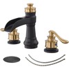 BWE Black and Gold Widespread Bathroom Faucet, 3 Hole, 8