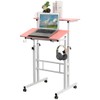 Hadulcet Stand Up Desk, Rolling Desk Adjustable Height, Mobile Standing