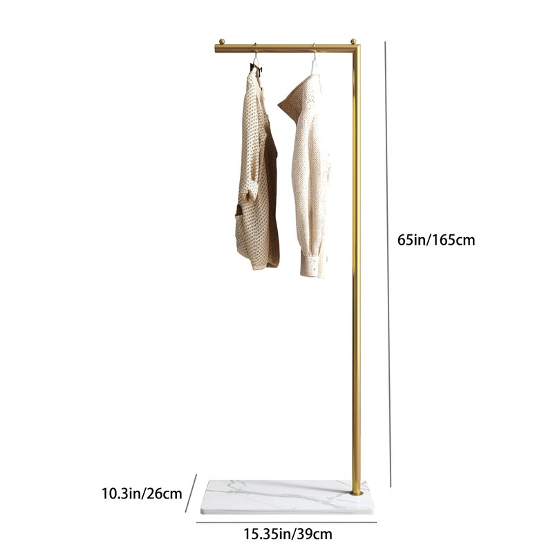 ZHBHYZ Gold clothing rack with Marble Base,Modern clothes racks for