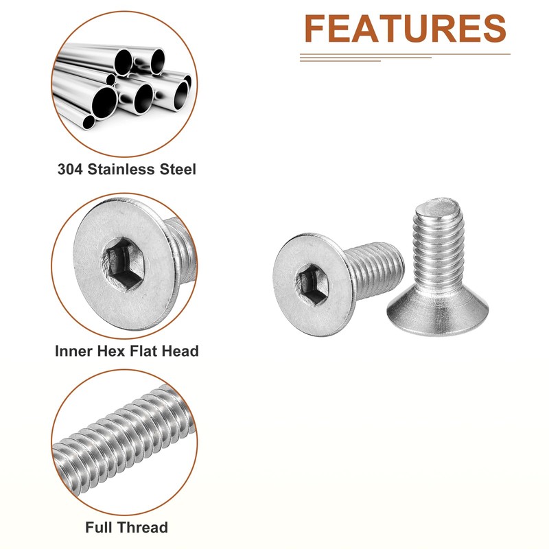 DTGN M5-0.8 x 12mm Flat Head Socket Cap Screws, 25
