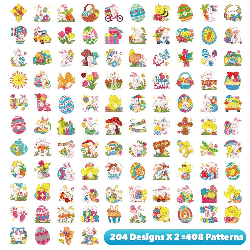 Leesgel Children's Easter Tattoos, Pack of 408 Easter Glitter Tattoos