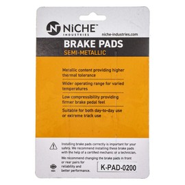 NICHE Brake Pad Set for Yamaha YZ80 YZ85 5PA-W0046-50-00 4ES-W0046-50-00 Rear Semi-Metallic