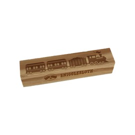 Railroad Train Locomotive with Passenger Cars Rectangle Rubber Stamp for Stamping Crafting - 2.50in Small