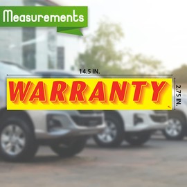 Versa Tags Dealership Stickers 12 Pack of Warranty Stickers Car Lot Windshield Slogan Decals RV Truck Auto Dealer Window for Warranty Stickers Red On Yellow