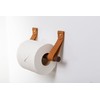 Leather & Wood Toilet Paper Holder + Hand Towel Ring