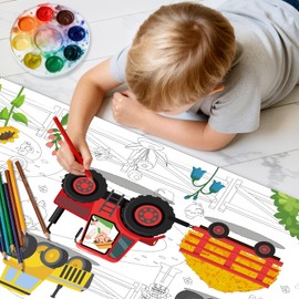 Farm Tractor Large Coloring Poster for Kids Giant Animals Coloring Tablecloth Jumbo Coloring Sheets Wall Size Crafts for School Classroom Home Party Supplies Decorations 43.3 X 29.5 Inches