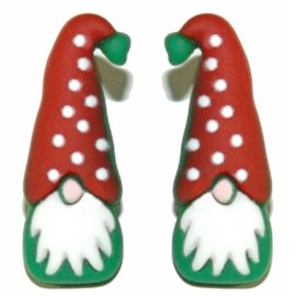 Mini Christmas Gnome with Polka Dot Hat Stud Earrings (H100)