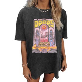 Gold Dust Old School Band T-Shirt Women Country Music Oversized Shirts Rock Band Tshirt Vintage Trendy Graphic Tees (Grey.XL)