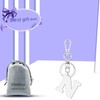 Silver Letter N Keychain Monogram Gift for Women Men Initial