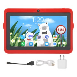 7 Inch Kids Tablet for Android 10 2GB 32GB 2.4G 5G WIFI Dual Band Low Blue Light Technology IPS HD Tablet with Bracket 100‑240V Red AU Plug