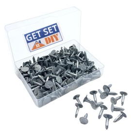 GET SET DIY Galvanised Clout Nails 13mm - Roofing Felt Tacks for Shed Roof 200g - Heavy Duty Felt Nails for Securing Shed Roof Felt in a Handy Plastic Case