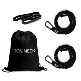 Iron Neck Resistance Band, Durable Exercise Band with Steel Carabiners for Neck Training, Strength Workouts, Stretching, and Rehab (Strength Kit)