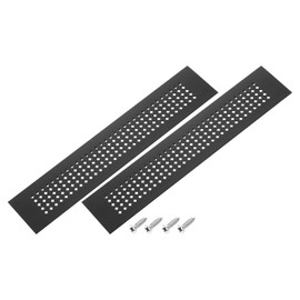 PATIKIL 10 x 2 Inch Door Air Vent Cover, 2 Pcs Aluminum Grille Ventilation Cover Louvered Diamond Hole with Mounting Screws for Cabinet Wardrobe Door, Black