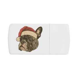 Azeeda 'French Bulldog Wearing Santa Hat' Pill Box with Tablet Splitter (PI00037112)