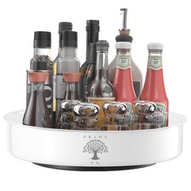 Prana HQ Lazy Susan Turntable-Stainless Steel,for Kitchen Storage & Organisation in The Pantry, Fridge, BBQ Sauces, Vitamins (White)