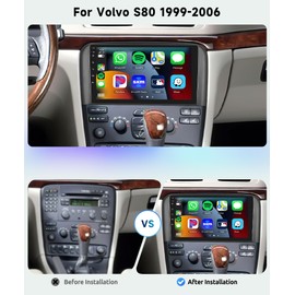 8 CORE 2G+64G Car Radio Stereo for Volvo S80 1999-2006 with Wireless CarPlay Android Auto, 9 Inch 1280 * 720P IPS Touch Screen Head Unit Android 13 GPS WiFi Bluetooth 32-Band DSP SWC HD Camera