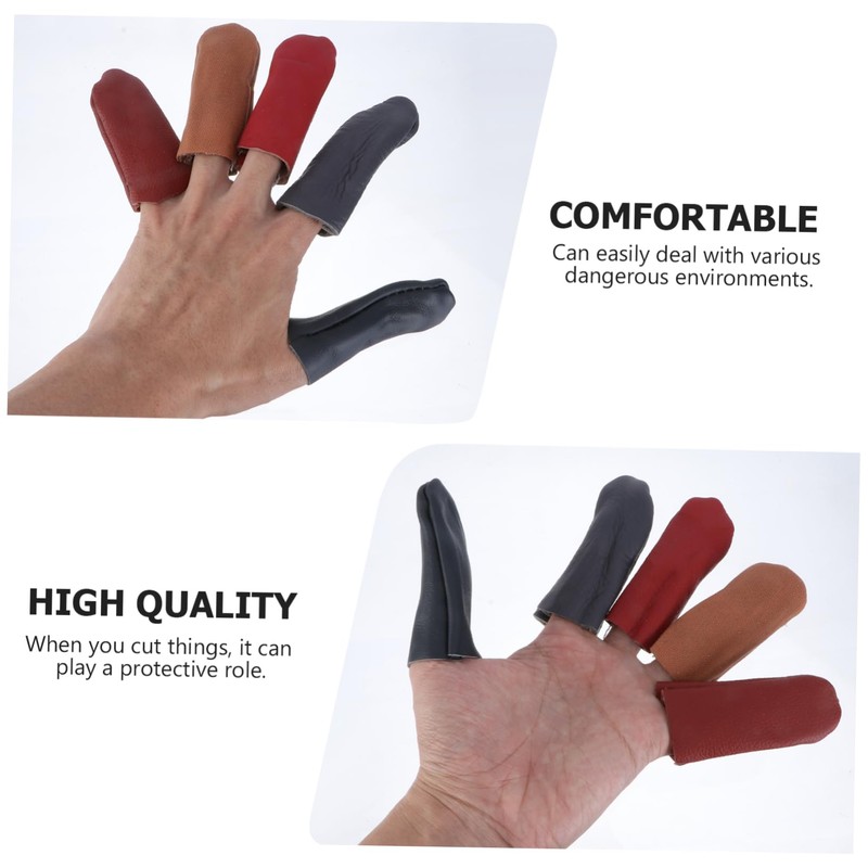 IWOWHERO Finger Protector Set 10pcs Leather Thimble Covers for Craft