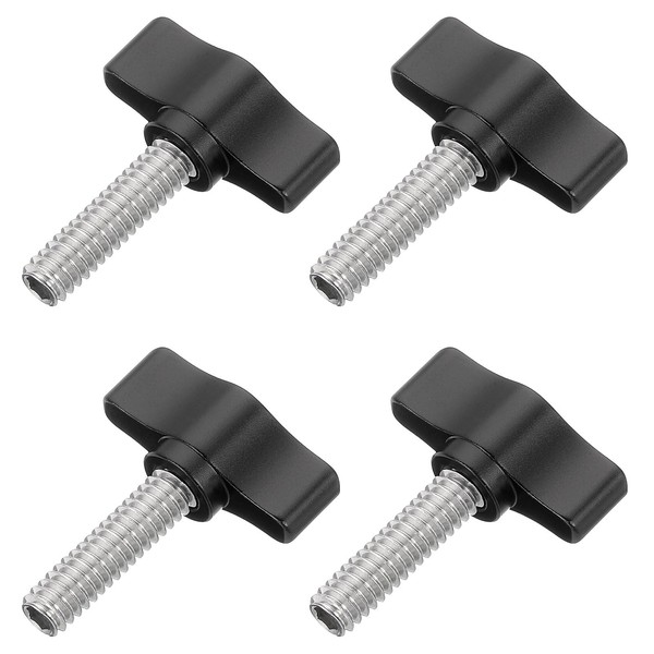 sourcing map 4 Pcs 1/4" - 25 Thumb Screw, 304