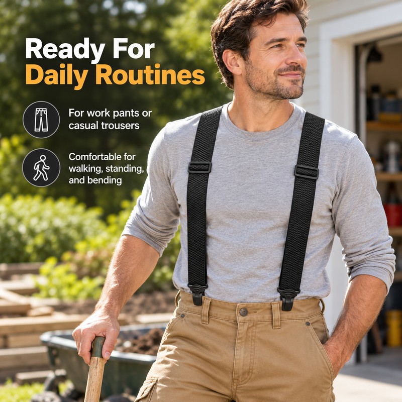 Heavy Duty Suspenders for Men – Adjustable 1.5-Inch Wide Elastic