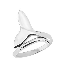 Modern Contemporary Rings Dolphin Whale Tail Wrap Ring in Fine 925 Sterling Silver (Size 10)