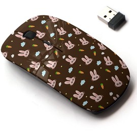 2.4G Wireless Mouse with Cute Pattern Design for All Laptops and Desktops with Nano Receiver - Cute Rabbit sameless