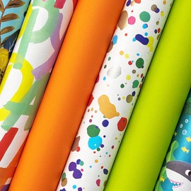 Jillson Roberts All Occasion Wrapping Paper Roll Bundle (12.5 sq ft per roll, 75 Total Sq Ft) for Easter, Mothers Day, Birthdays, Bridal Showers, Baby Showers 6 Pack