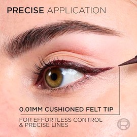 L'Oreal Paris Delineador de ojos líquido impermeable de alta precisión, delineador de ojos a prueba de manchas con micropunta, para maquillaje de ojos