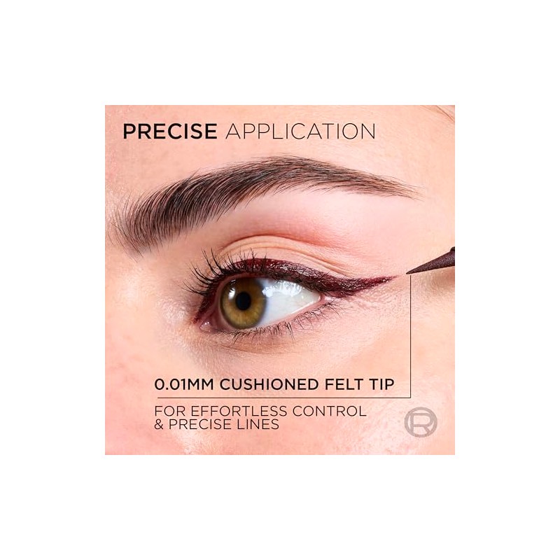 L'Oreal Paris Delineador de ojos líquido impermeable de alta precisión,